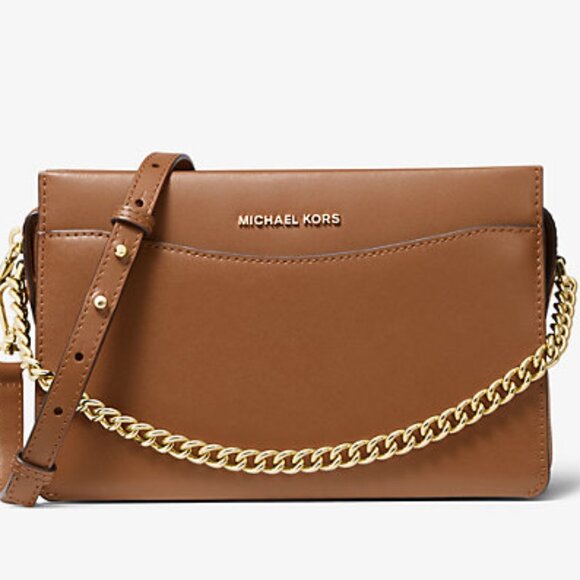 SALE! ✅ Michael Kors Jet Set Large Leather Swag Chain Crossbody Bag ✨ NWT - Picture 1 of 14